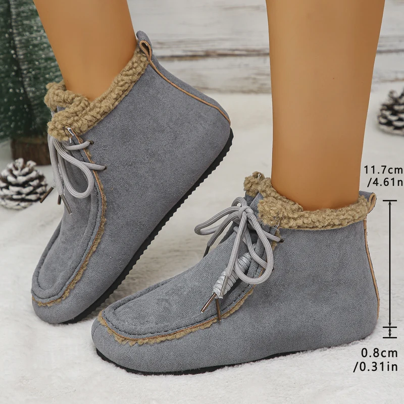 Damen Gefütterte Ankle-Boots im Mokassinstil mit Teddyfutter und profilierter Gummisohle Drune