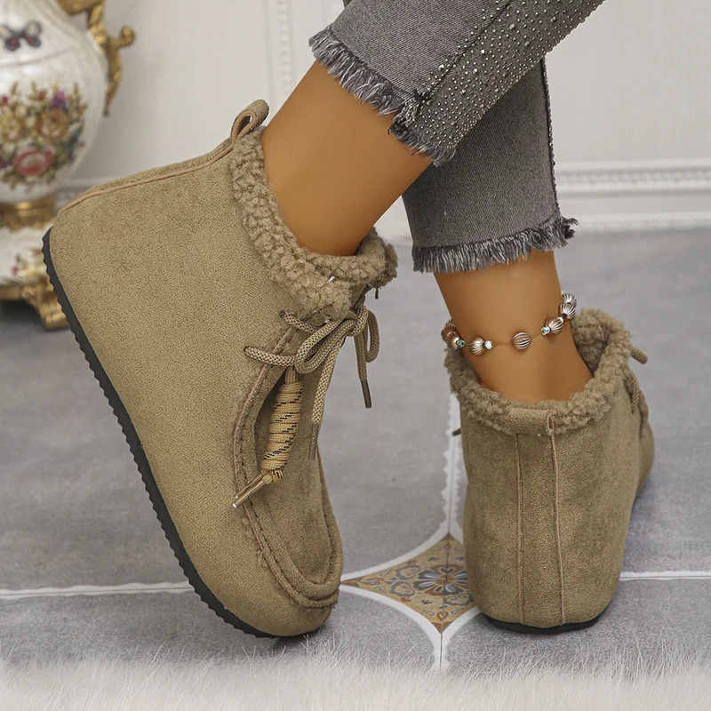 Damen Gefütterte Ankle-Boots im Mokassinstil mit Teddyfutter und profilierter Gummisohle Drune