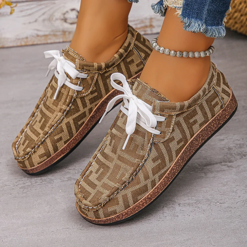 Damen Ethno‑Mokassin‑Sneaker mit bunter Stickerei und Kork‑Optik Drune