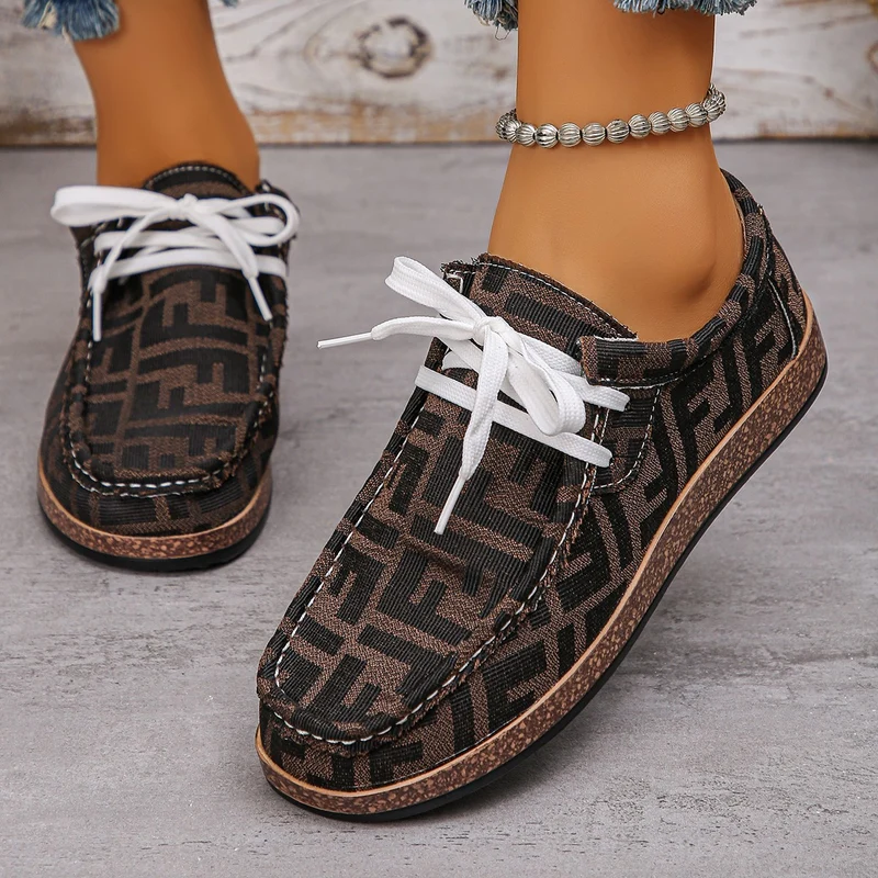 Damen Ethno‑Mokassin‑Sneaker mit bunter Stickerei und Kork‑Optik Drune