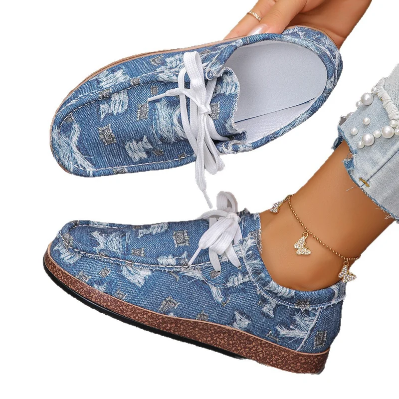 Damen Ethno‑Mokassin‑Sneaker mit bunter Stickerei und Kork‑Optik Drune