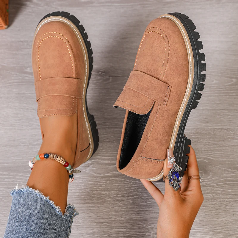 Damen Chunky Loafer mit profilierter Lug-Sohle und Velours‑Optik Drune