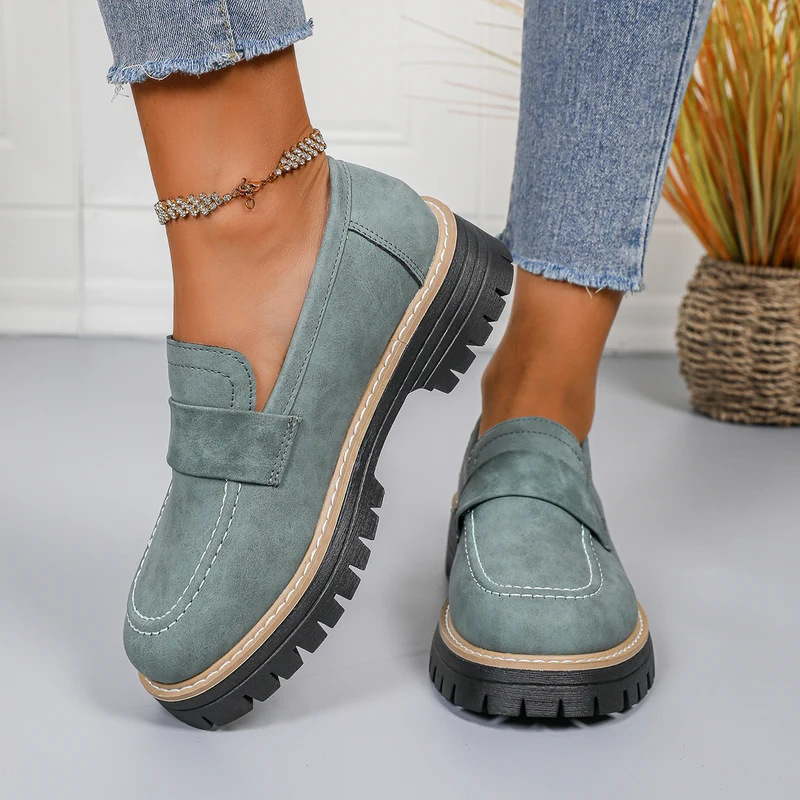Damen Chunky Loafer mit profilierter Lug-Sohle und Velours‑Optik Drune
