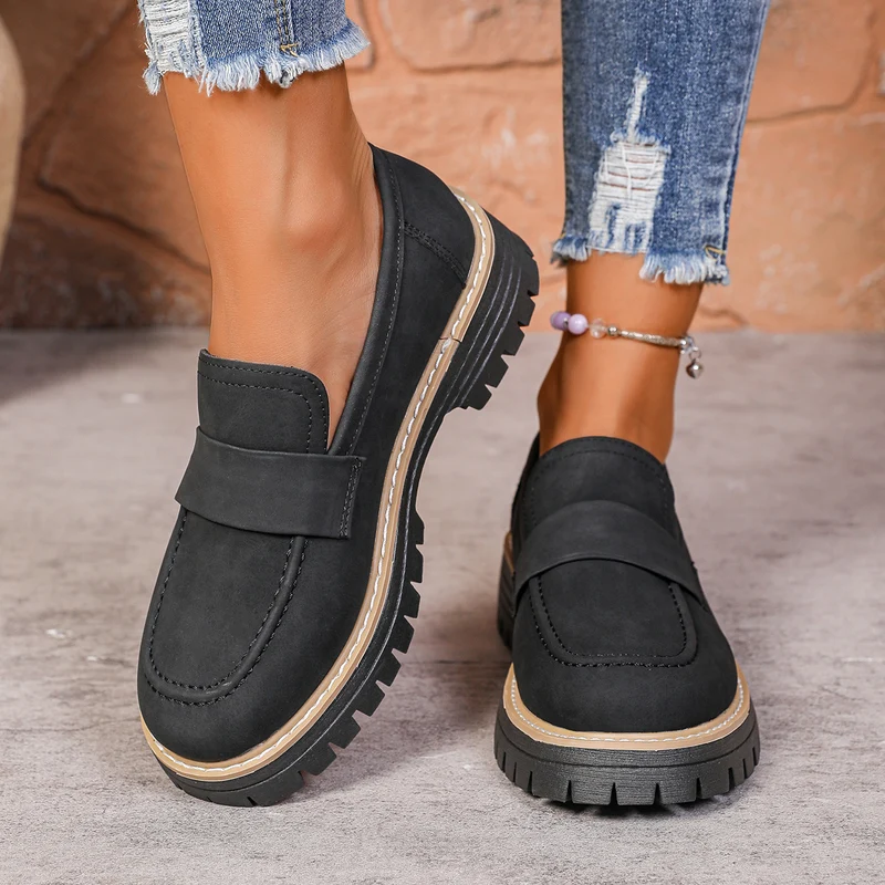 Damen Chunky Loafer mit profilierter Lug-Sohle und Velours‑Optik Drune