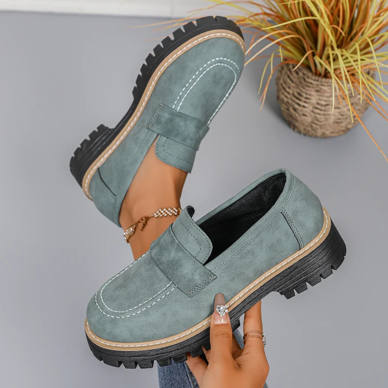 Damen Chunky Loafer mit profilierter Lug-Sohle und Velours‑Optik Drune