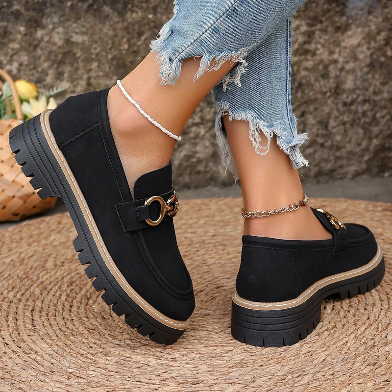 Damen Chunky Loafer mit Metall-Horsebit und profilierter Lug-Sohle Drune