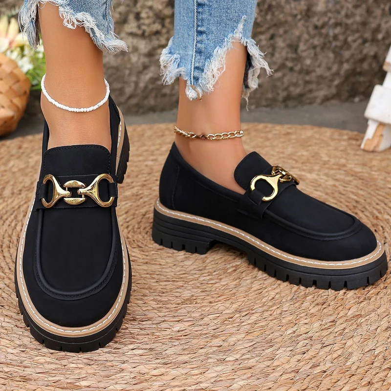 Damen Chunky Loafer mit Metall-Horsebit und profilierter Lug-Sohle Drune