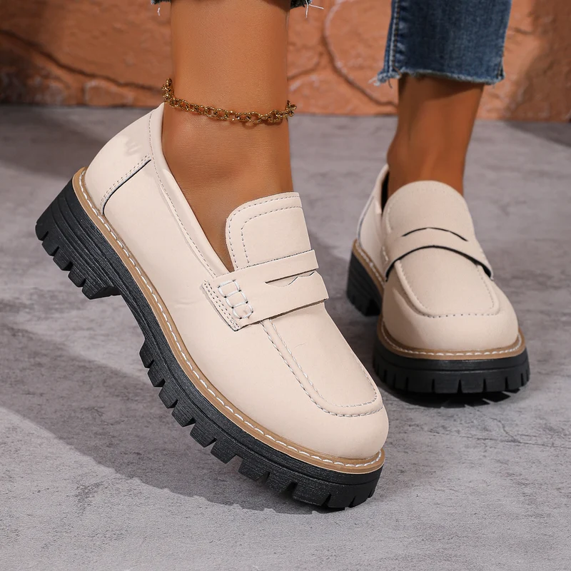 Damen Chunky Loafer mit grober Profilsohle und Faux‑Suede Obermaterial Drune