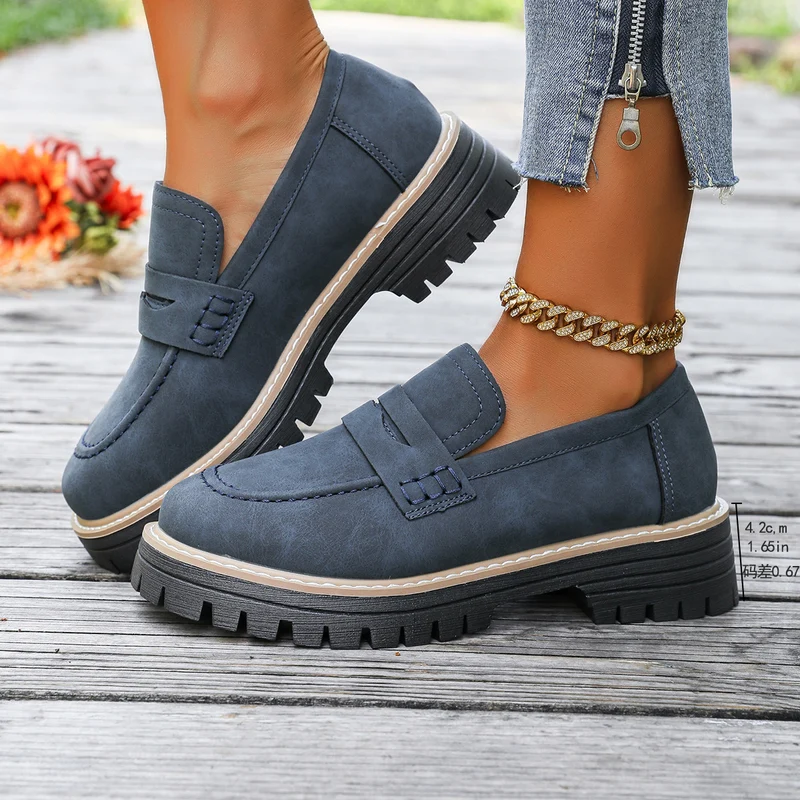 Damen Chunky Loafer mit grober Profilsohle und Faux‑Suede Obermaterial Drune