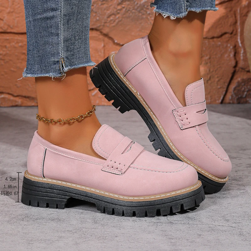 Damen Chunky Loafer mit grober Profilsohle und Faux‑Suede Obermaterial Drune