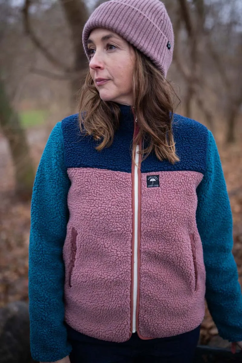 Danebirk Fleece Zip-Up Dk Navy/Dk Slate/Rose Beige/Dk Brick