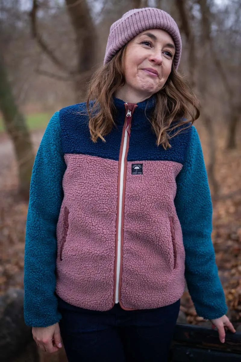 Danebirk Fleece Zip-Up Dk Navy/Dk Slate/Rose Beige/Dk Brick