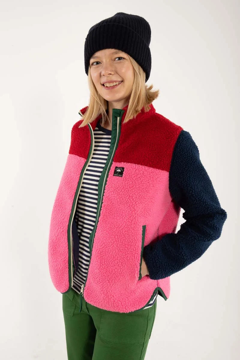 Danebirk Fleece Zip-Up Dk Red/Dk Navy/Spicy Pink/Dk Pine