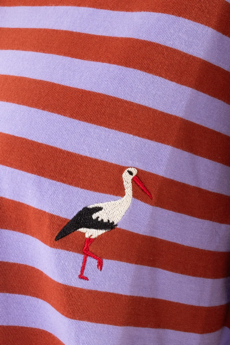 Danebasic Boxy Stripe Tee Light Lilac/Chili STORK