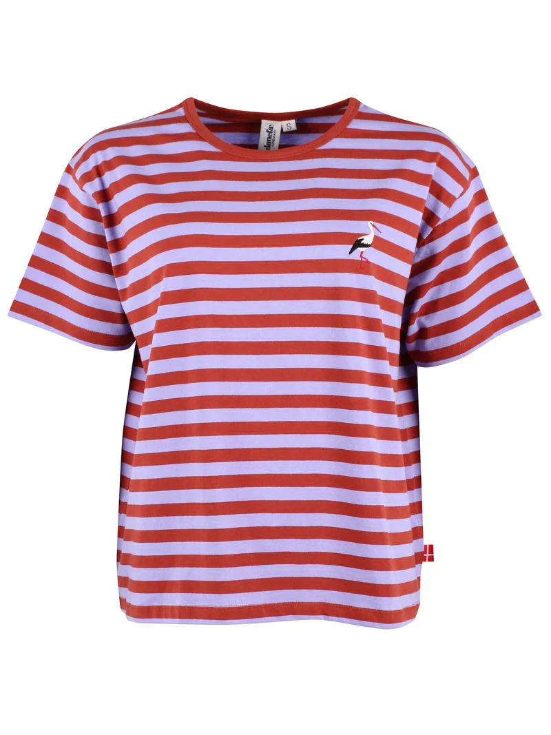 Danebasic Boxy Stripe Tee Light Lilac/Chili STORK