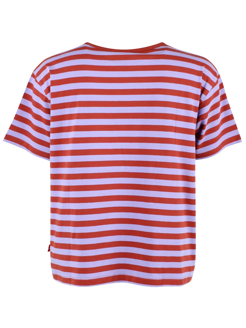 Danebasic Boxy Stripe Tee Light Lilac/Chili STORK