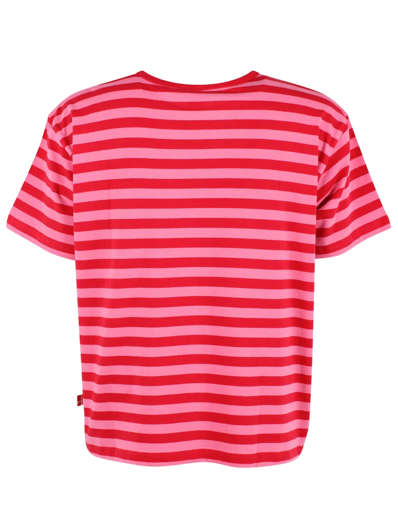 Danebasic Boxy Stripe Tee Dark Red/Soft Cherry FREJA