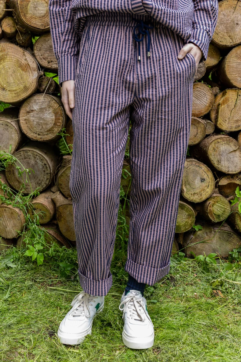 Danefunt Seersucker Pants Mauve/Dark Navy