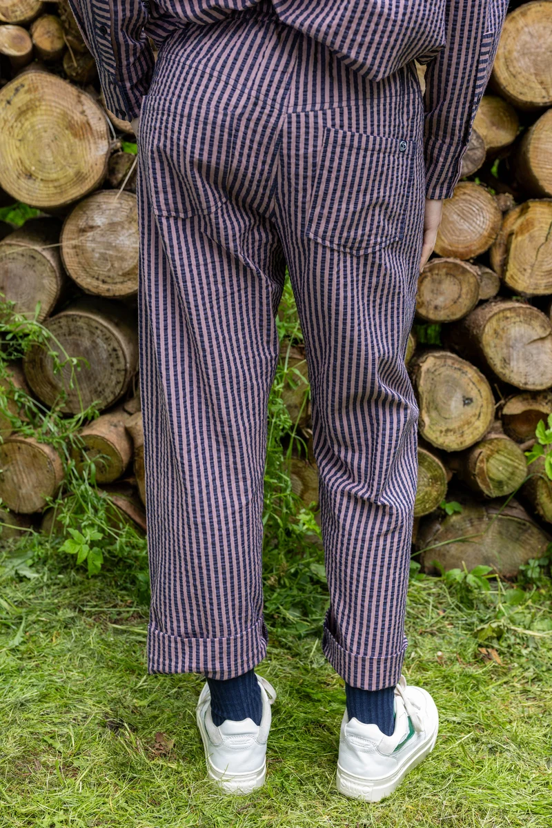 Danefunt Seersucker Pants Mauve/Dark Navy