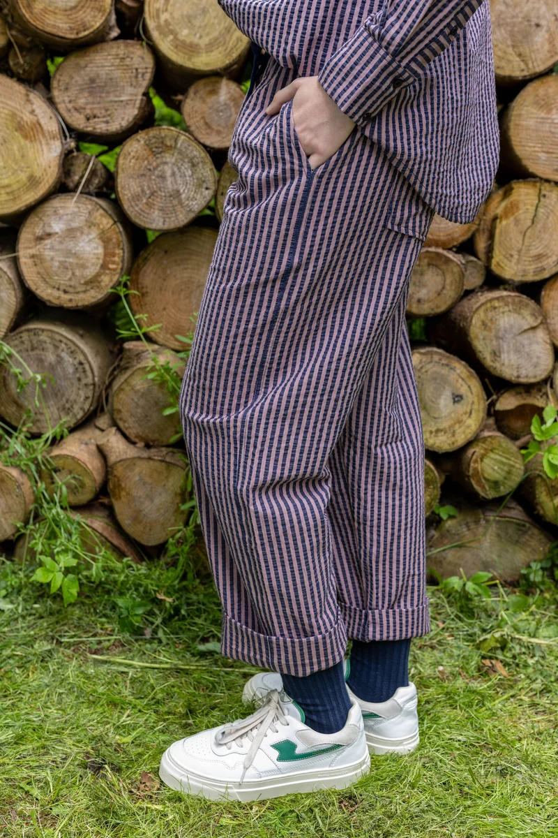 Danefunt Seersucker Pants Mauve/Dark Navy