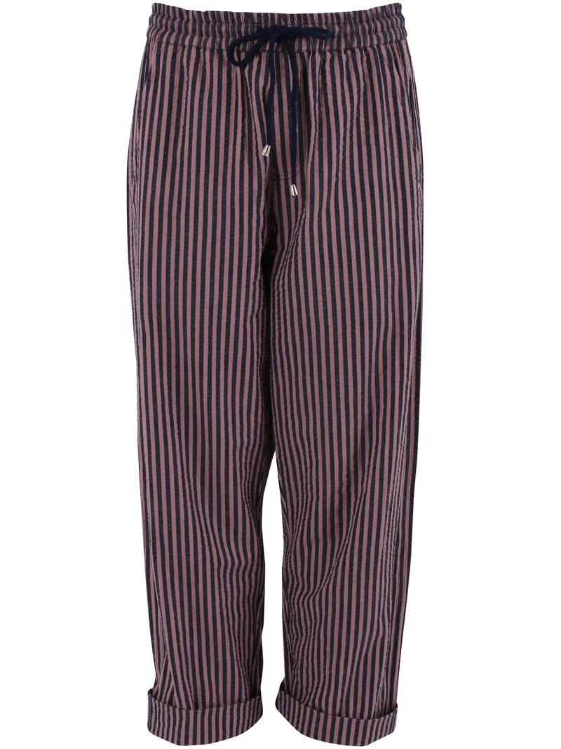 Danefunt Seersucker Pants Mauve/Dark Navy