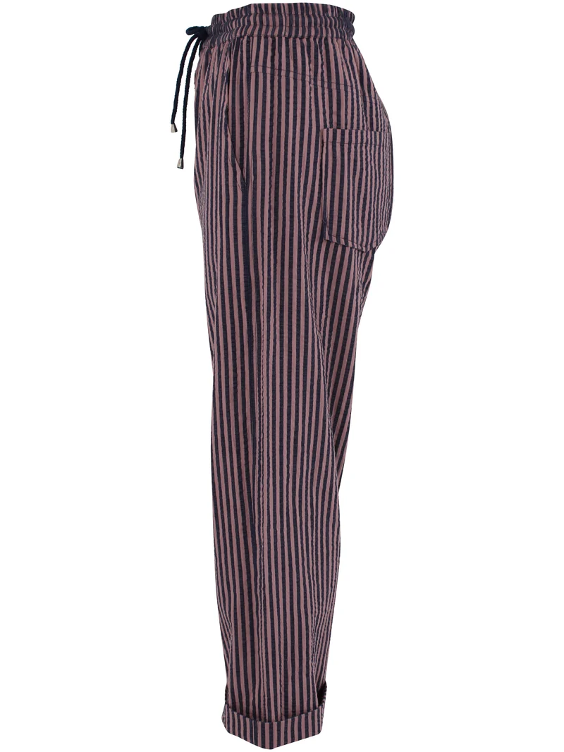 Danefunt Seersucker Pants Mauve/Dark Navy