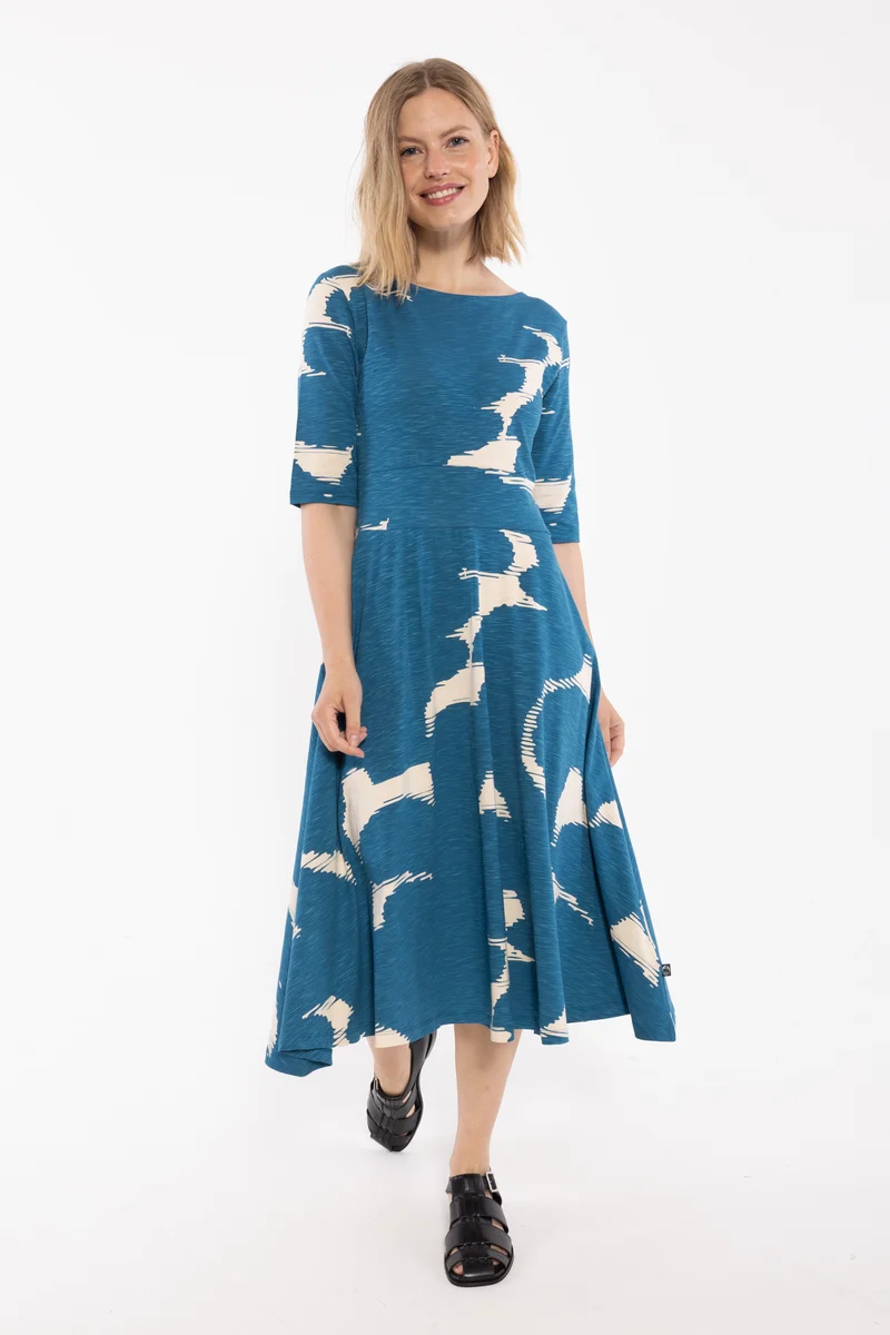Danecharlotte Slub Dress Warm Blue/Light Beige TROPSTATIC