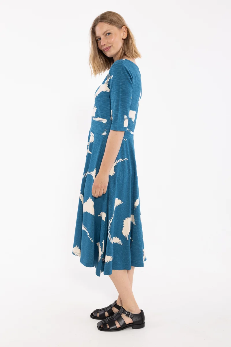 Danecharlotte Slub Dress Warm Blue/Light Beige TROPSTATIC