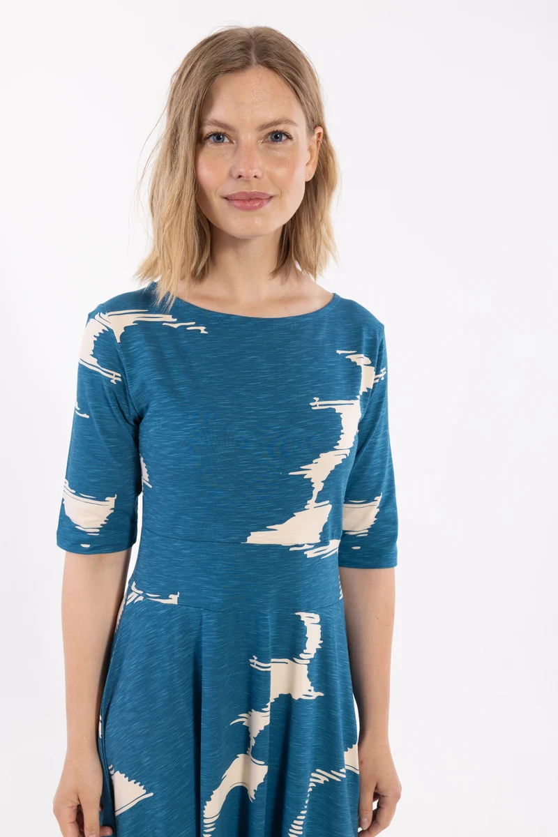 Danecharlotte Slub Dress Warm Blue/Light Beige TROPSTATIC