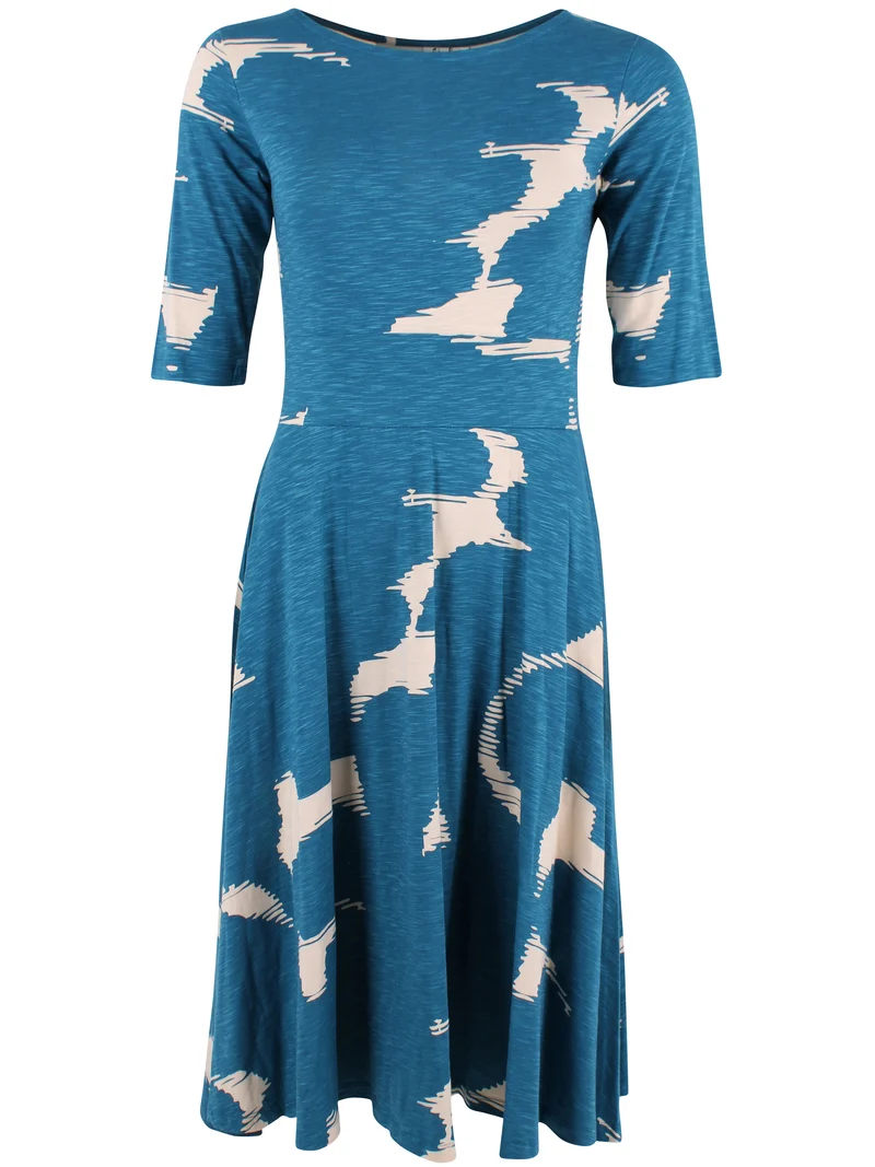 Danecharlotte Slub Dress Warm Blue/Light Beige TROPSTATIC