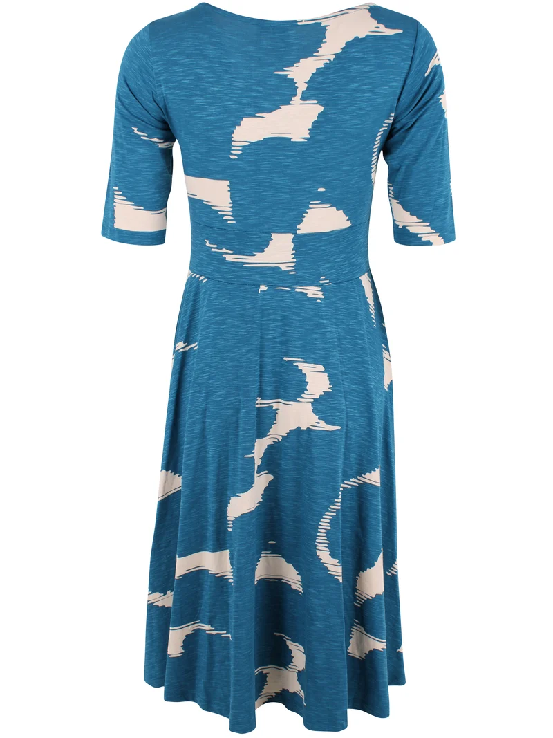 Danecharlotte Slub Dress Warm Blue/Light Beige TROPSTATIC