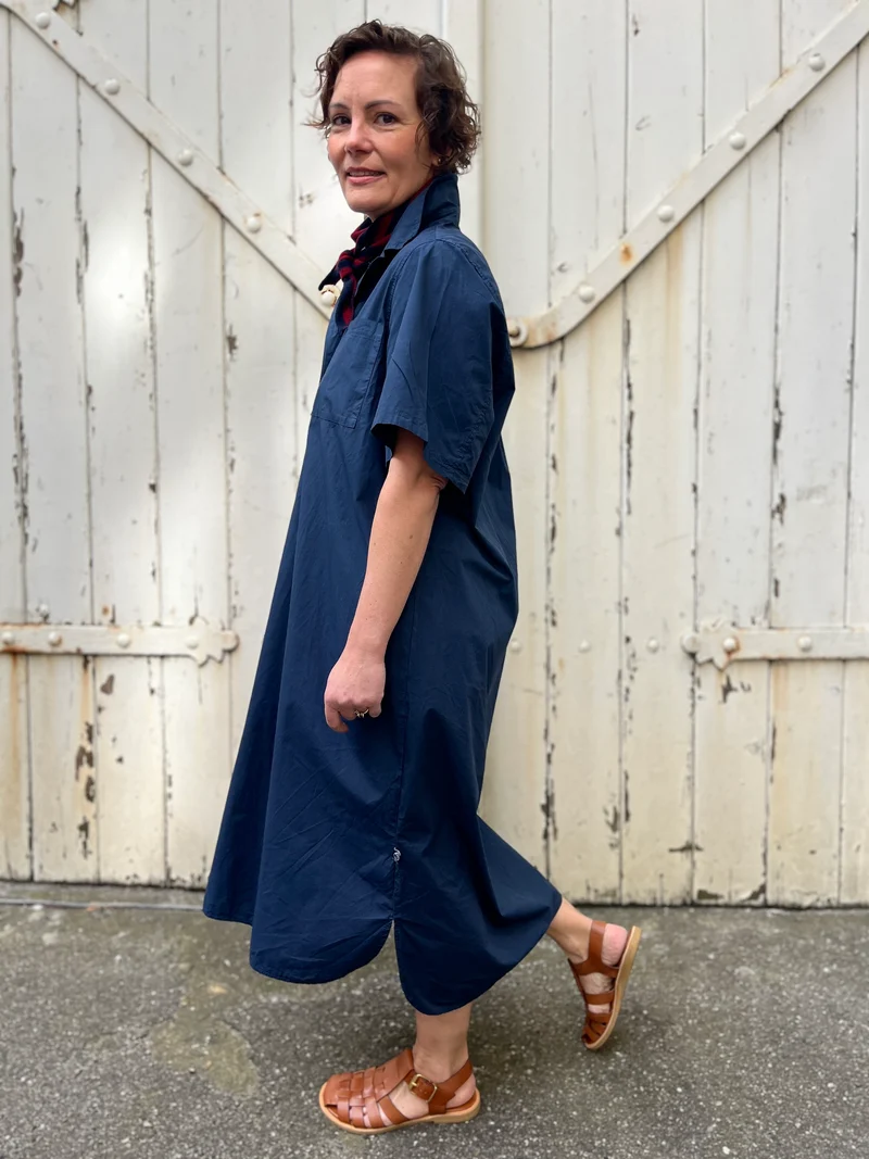 Danefolk Smooth Poplin SS Dress Dark Navy Blue