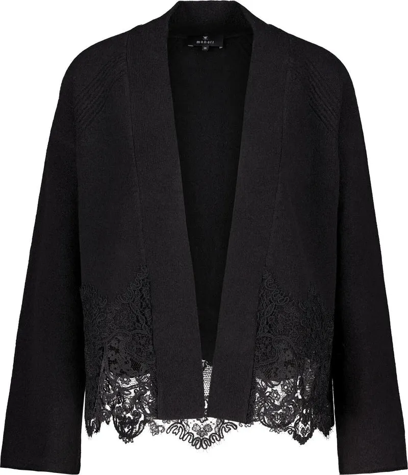 Strickjacke mit Spitzenborte