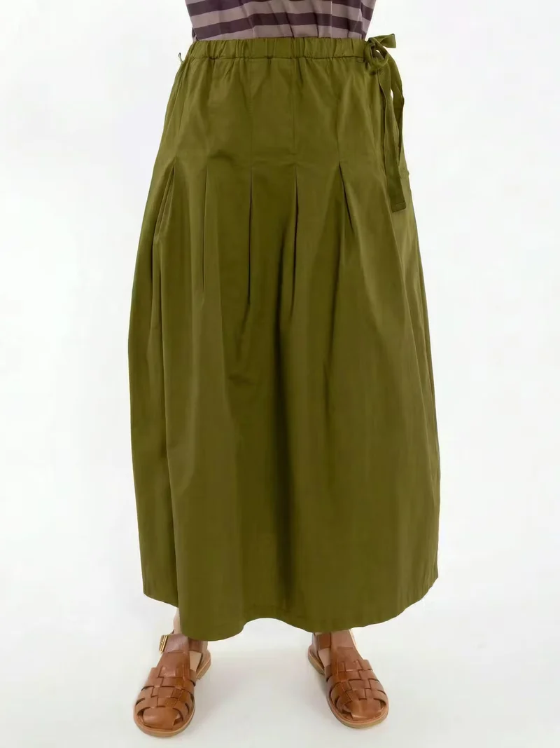 Daneminna Smooth Poplin Skirt Olive