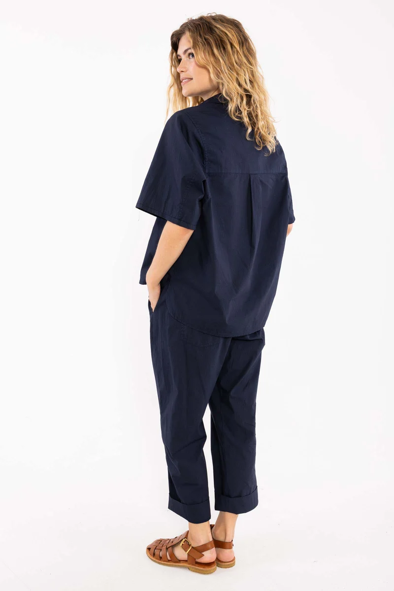 Danepeople Smooth Poplin SS Shirt Dark Navy