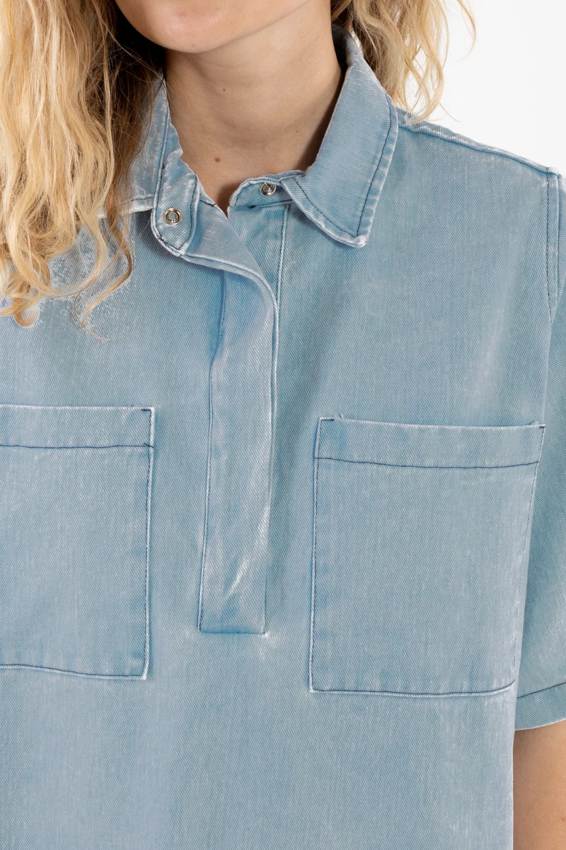 Danefolk Denim SS Dress Light Blue