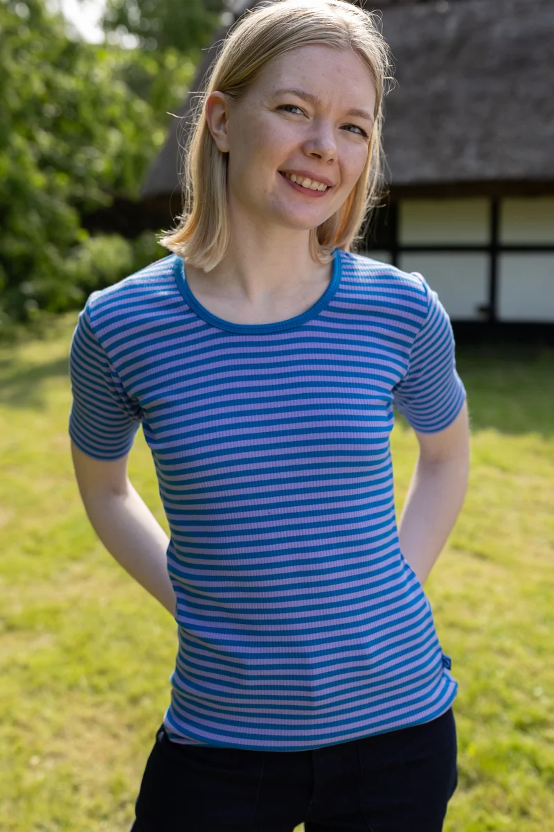 Danerolemodel Ribbing Tee Light Lilac/Warm Blue