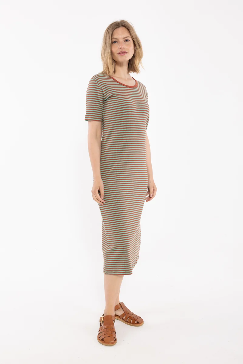 Danicon Ribbing Dress Faded Mint/Chili