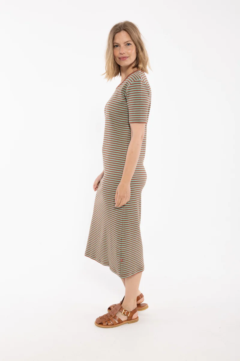 Danicon Ribbing Dress Faded Mint/Chili