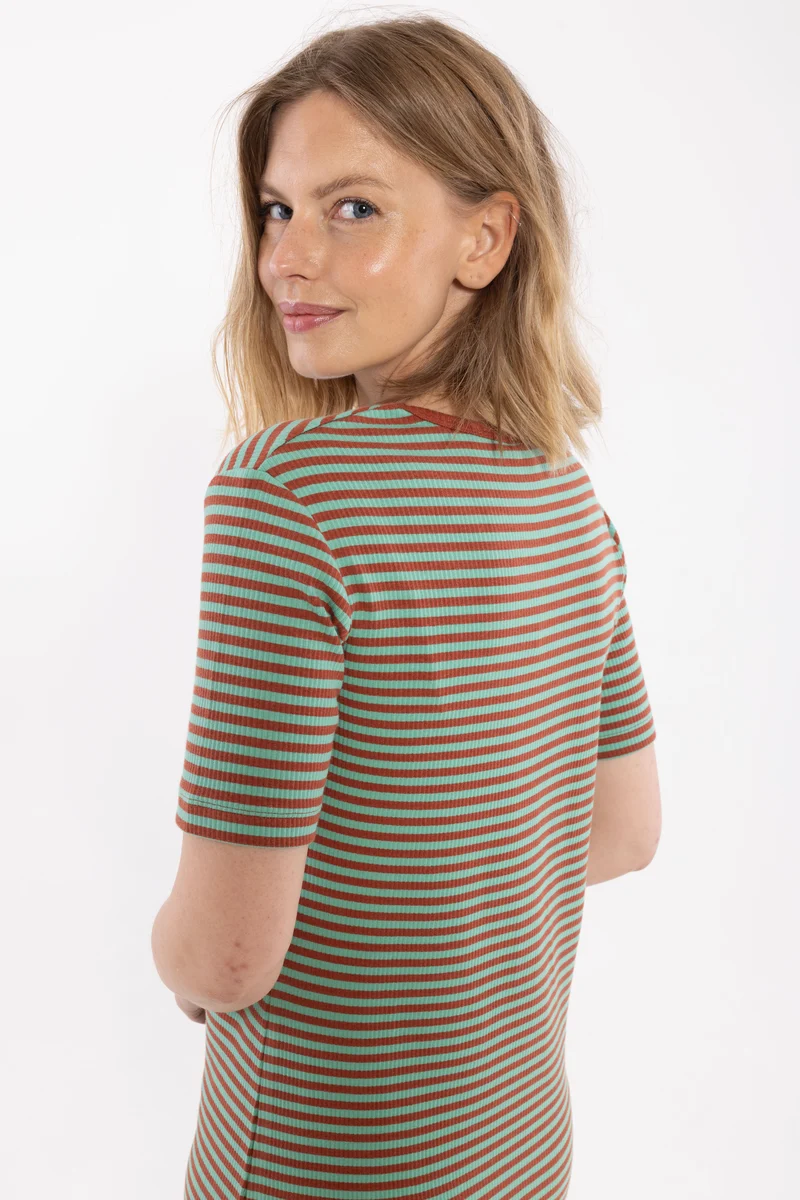 Danicon Ribbing Dress Faded Mint/Chili