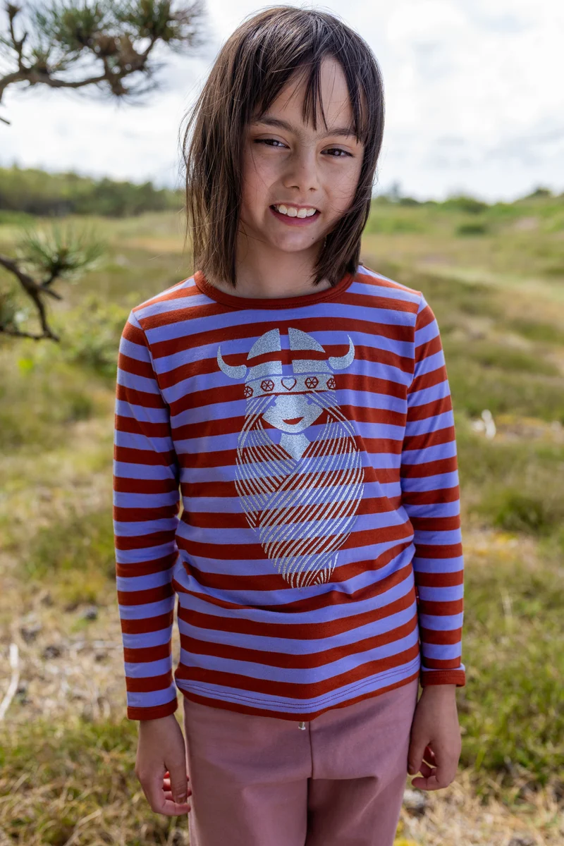 Danebasic Longsleeve Light Lilac/Chili FREJA (Glitter)