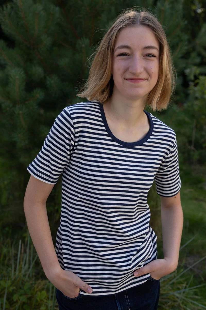 Danerolemodel Ribbing Tee Dk Navy/Chalk