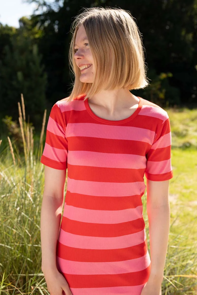 Danicon Ribbing Dress Summer Red/Bright Pink
