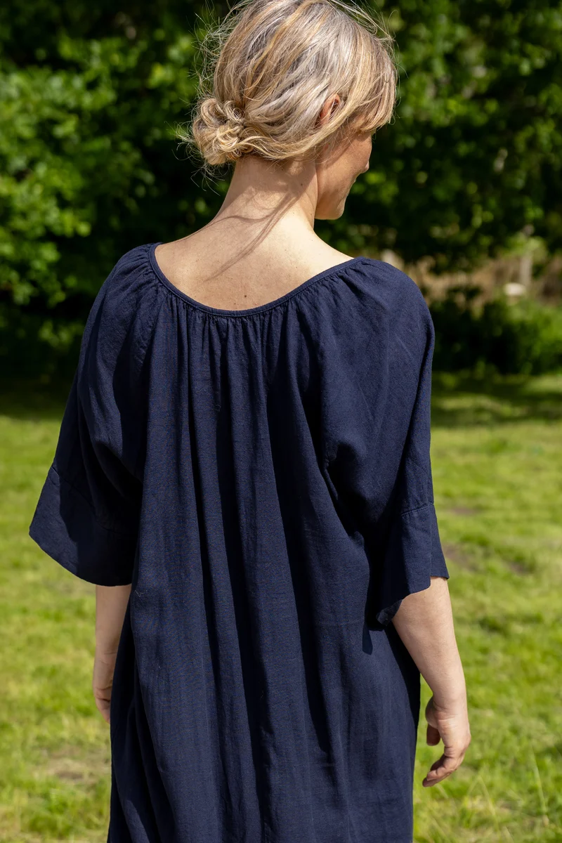Danehostess Modal Linnen Dress Dark Navy