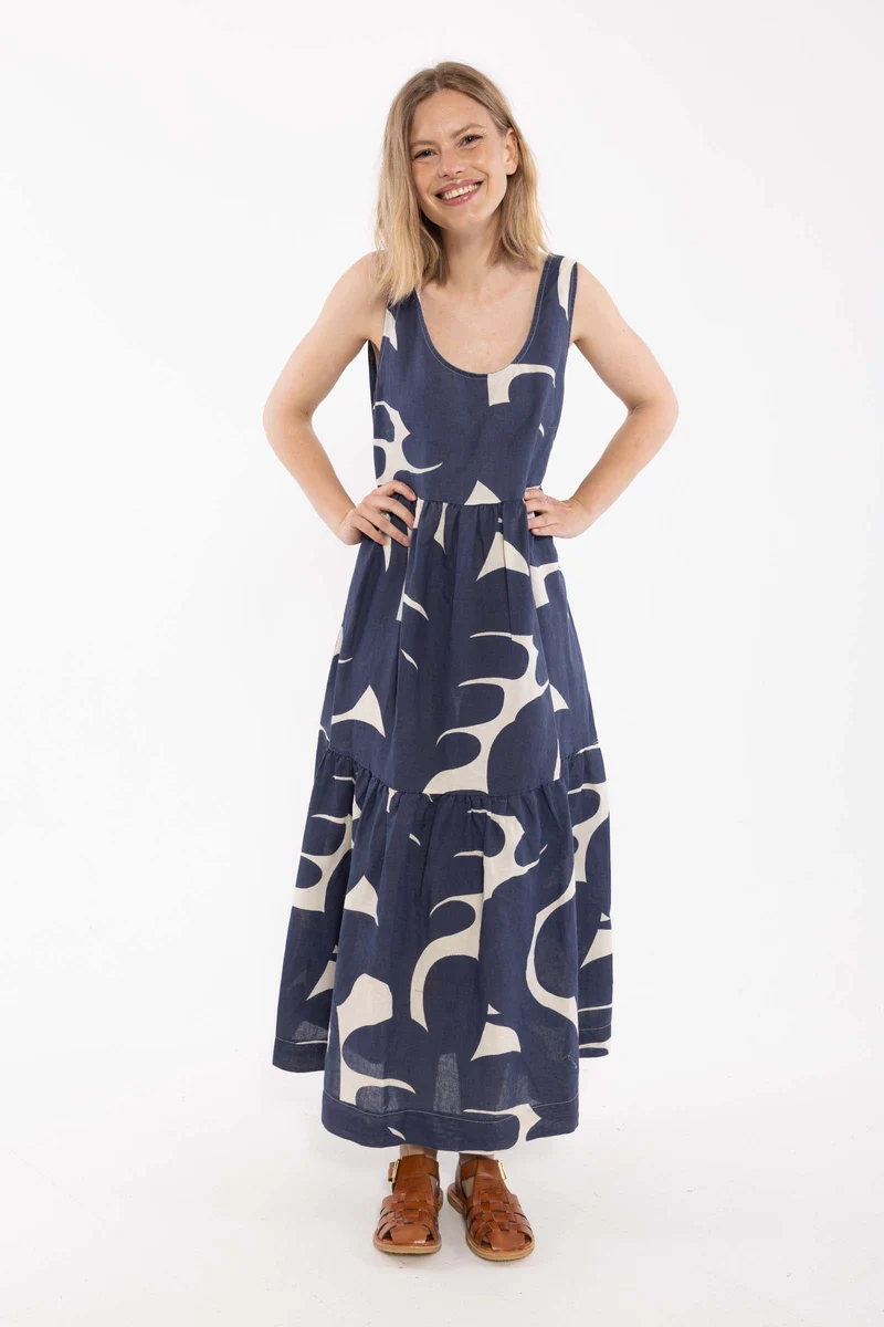 Danair Modal Linnen Dress Dark Navy/Chalk TROPS