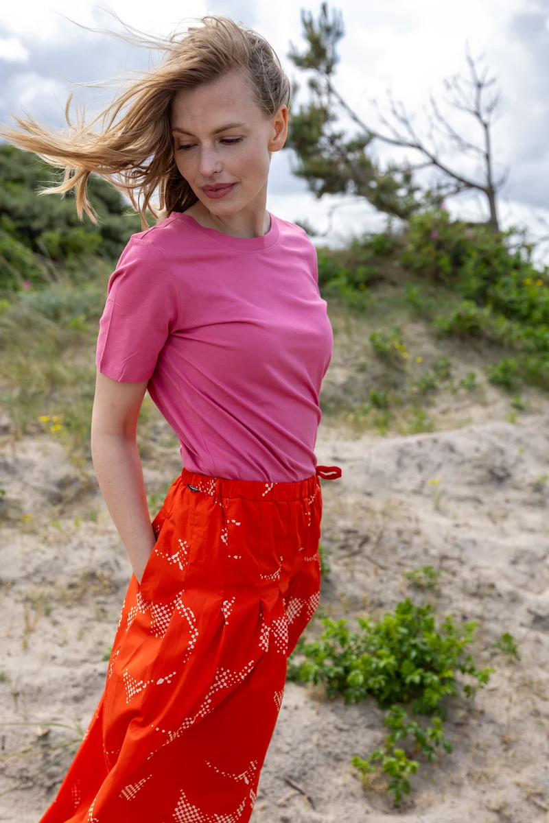 Daneminna Smooth Poplin Skirt Summer Red/Chalk TROPFUZZ