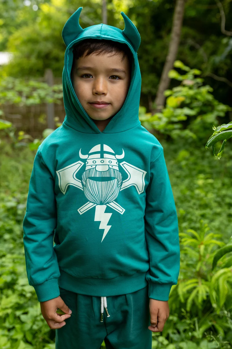 Danewarrior Hoodie Teal Lake THORBOLT (Glow In The Dark)