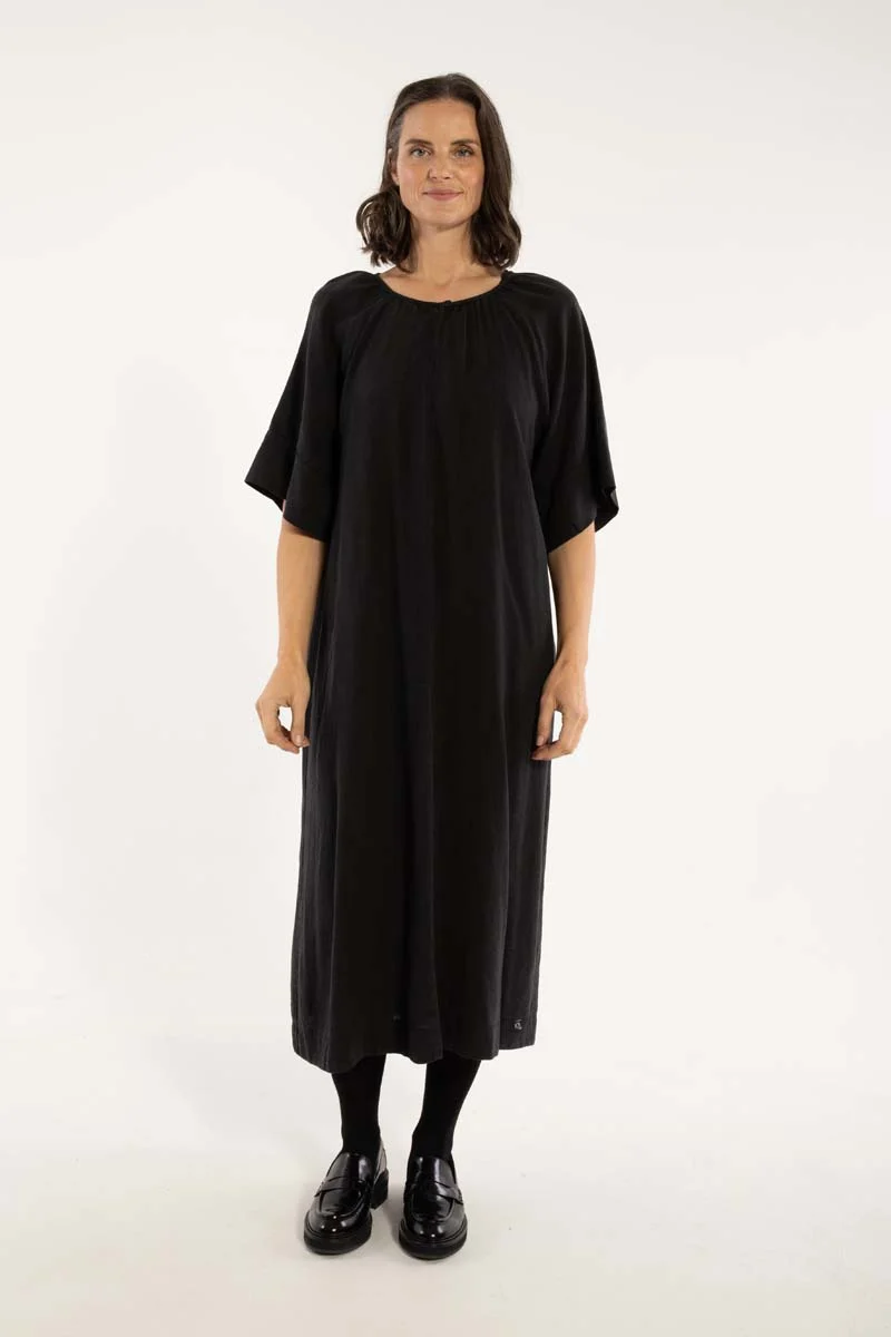 Danehostess Heavy Linnen Dress Black