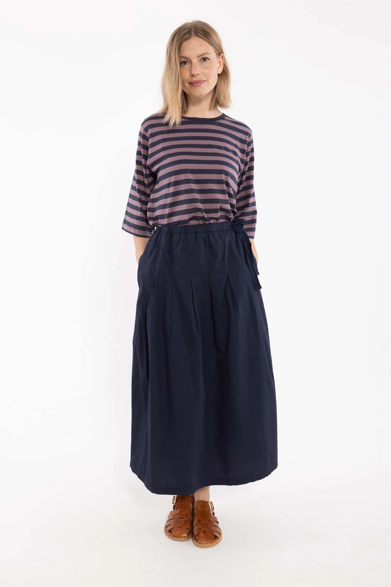 Daneminna Smooth Poplin Skirt Dark Navy