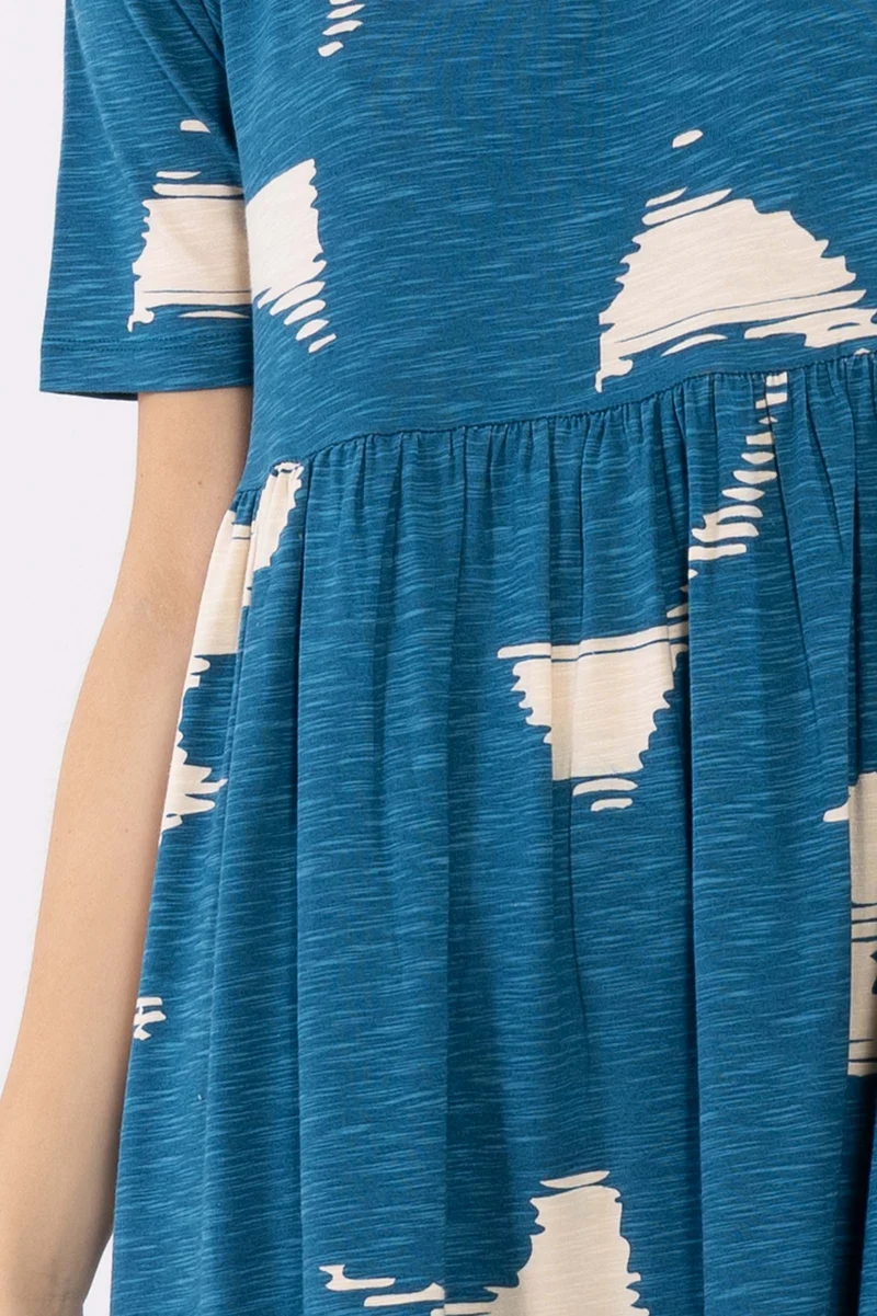 Danemarkise Slub Dress Warm Blue/Light Beige TROPSTATIC